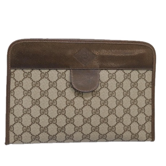 GUCCI GG Supreme Clutch Bag PVC Beige Auth yk15353 - Picture 1 of 16